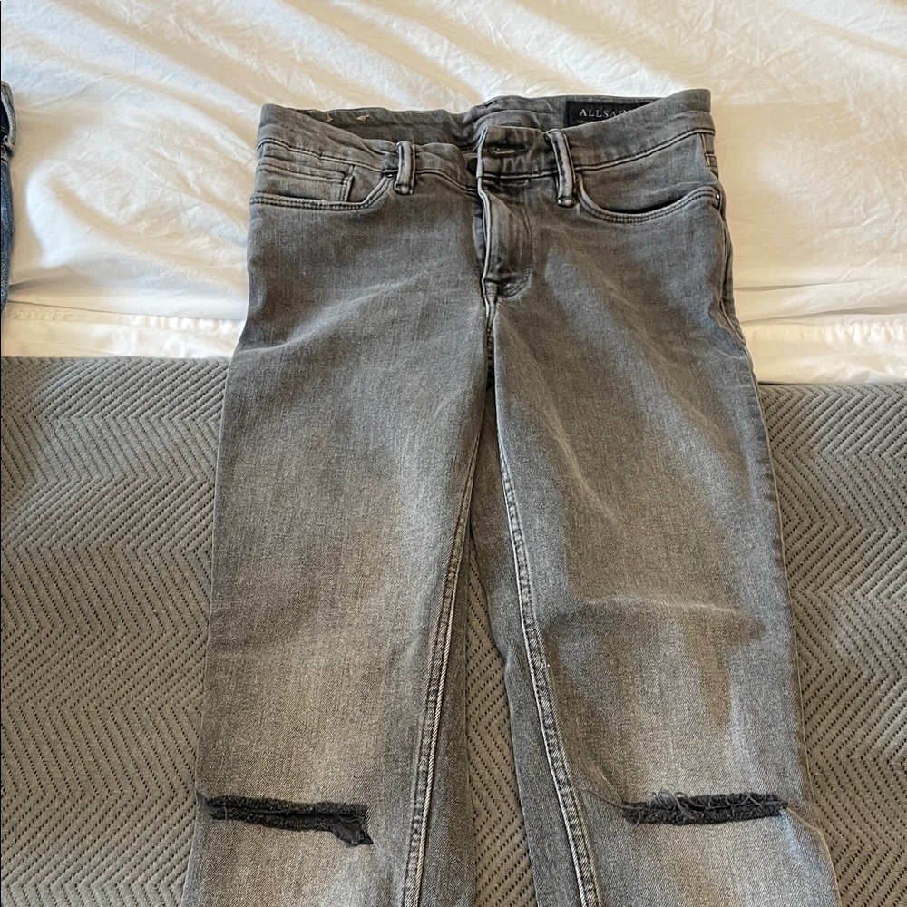 All Saints Women's Distressed Gray Skinny Jeans